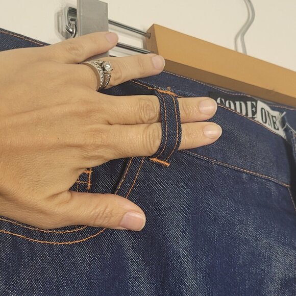 Code One NEW Women Navy Blue Cotton Blend High Rise Straight Leg Jean 15/16 NWT - Picture 8 of 17